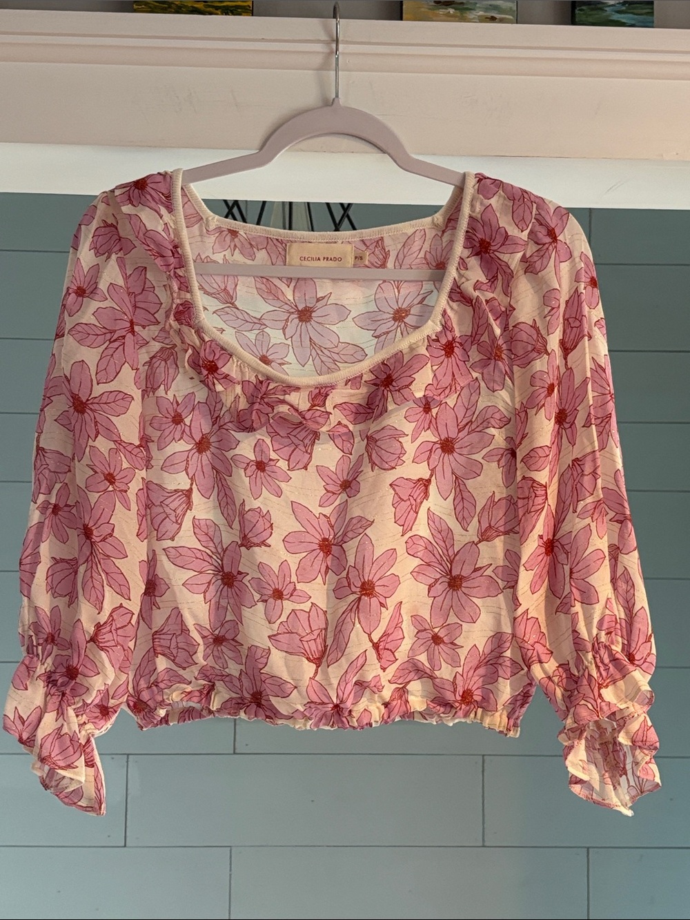 Cecilia Prado Pink‎ Floral Scoop-Neck Blouse